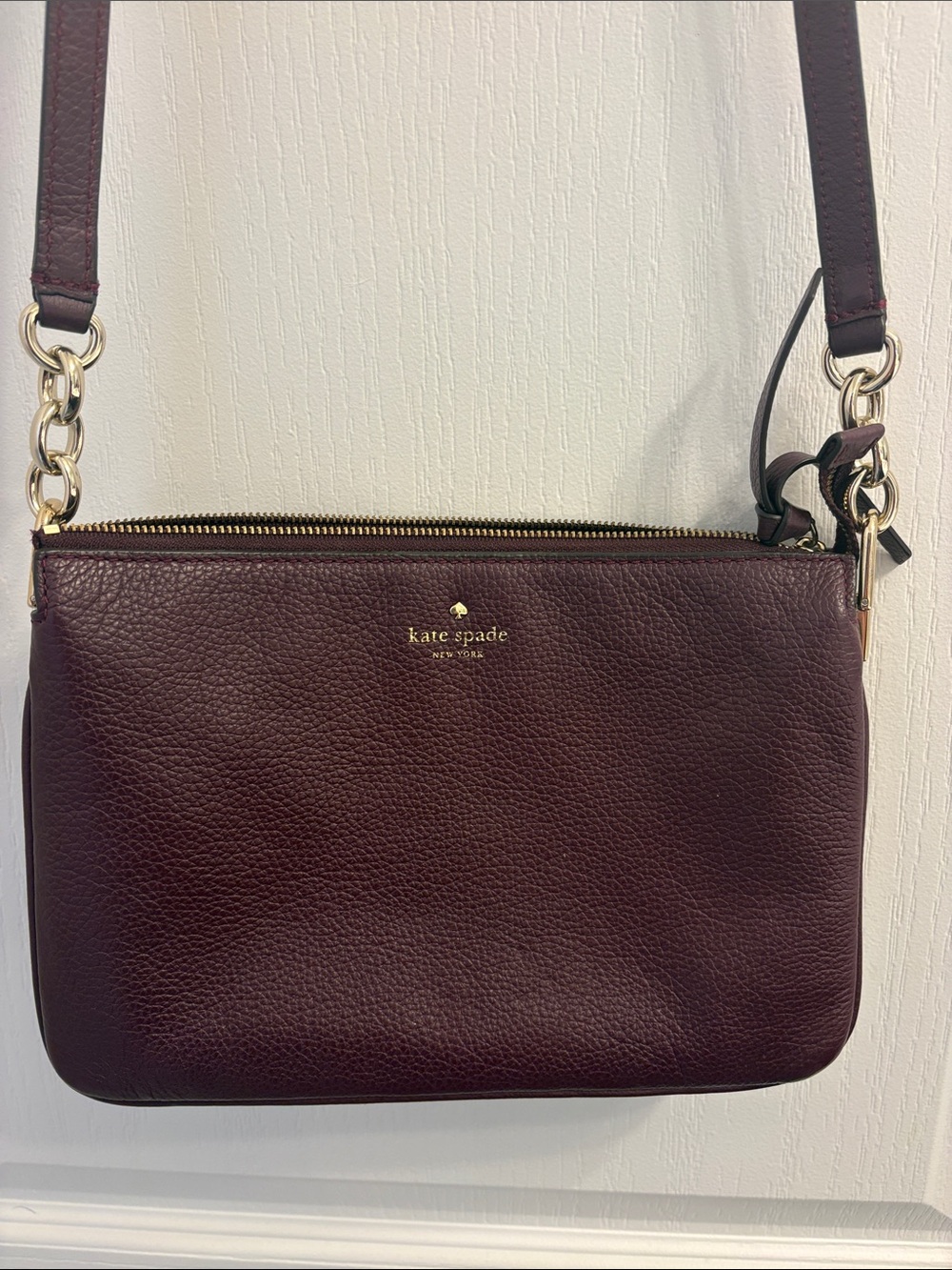 Kate Spade Pebbled Leather Crossbody Bag in Deep Plum